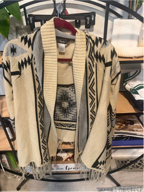 Women's Supplies Beige & Black Patterned Cardigan L